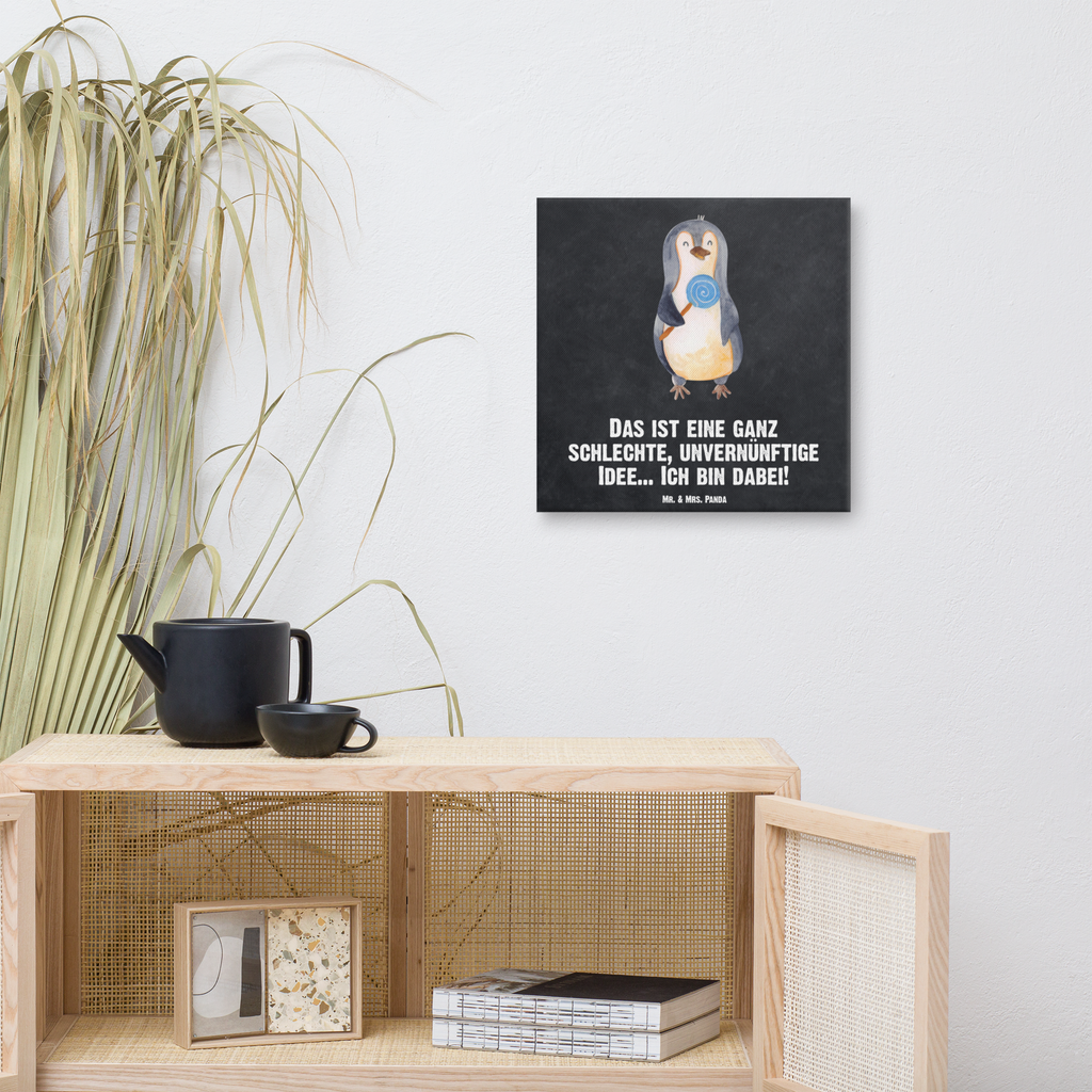 Leinwand Bild Pinguin Lolli