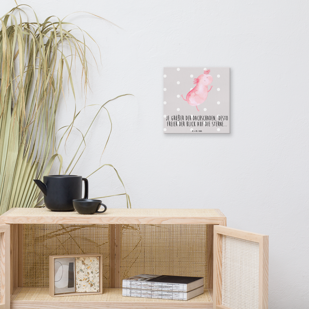 Leinwand Bild Axolotl tanzt Axolotl, Axolot, Schwanzlurch, Lurch, Lurche, Dachschaden, Sterne, verrückt, Freundin, beste Freundin Leinwand, Bild, Kunstdruck, Wanddeko, Dekoration  Axolotl, Molch
