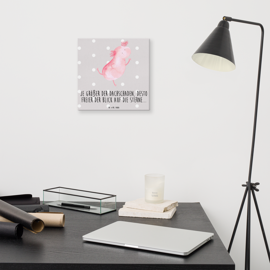 Leinwand Bild Axolotl tanzt Axolotl, Axolot, Schwanzlurch, Lurch, Lurche, Dachschaden, Sterne, verrückt, Freundin, beste Freundin Leinwand, Bild, Kunstdruck, Wanddeko, Dekoration  Axolotl, Molch