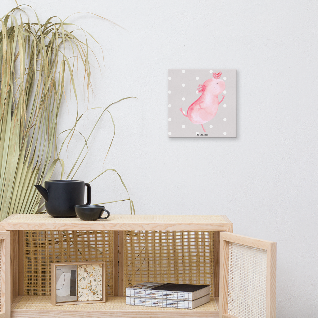 Leinwand Bild Axolotl tanzt Axolotl, Axolot, Schwanzlurch, Lurch, Lurche, Dachschaden, Sterne, verrückt, Freundin, beste Freundin Leinwand, Bild, Kunstdruck, Wanddeko, Dekoration  Axolotl, Molch