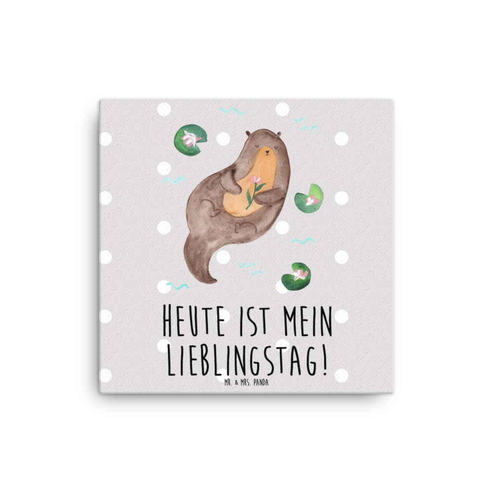 Leinwand Bild Otter mit Seerose Leinwand, Bild, Kunstdruck, Wanddeko, Dekoration, Otter, Fischotter, Seeotter, Otter Seeotter See Otter