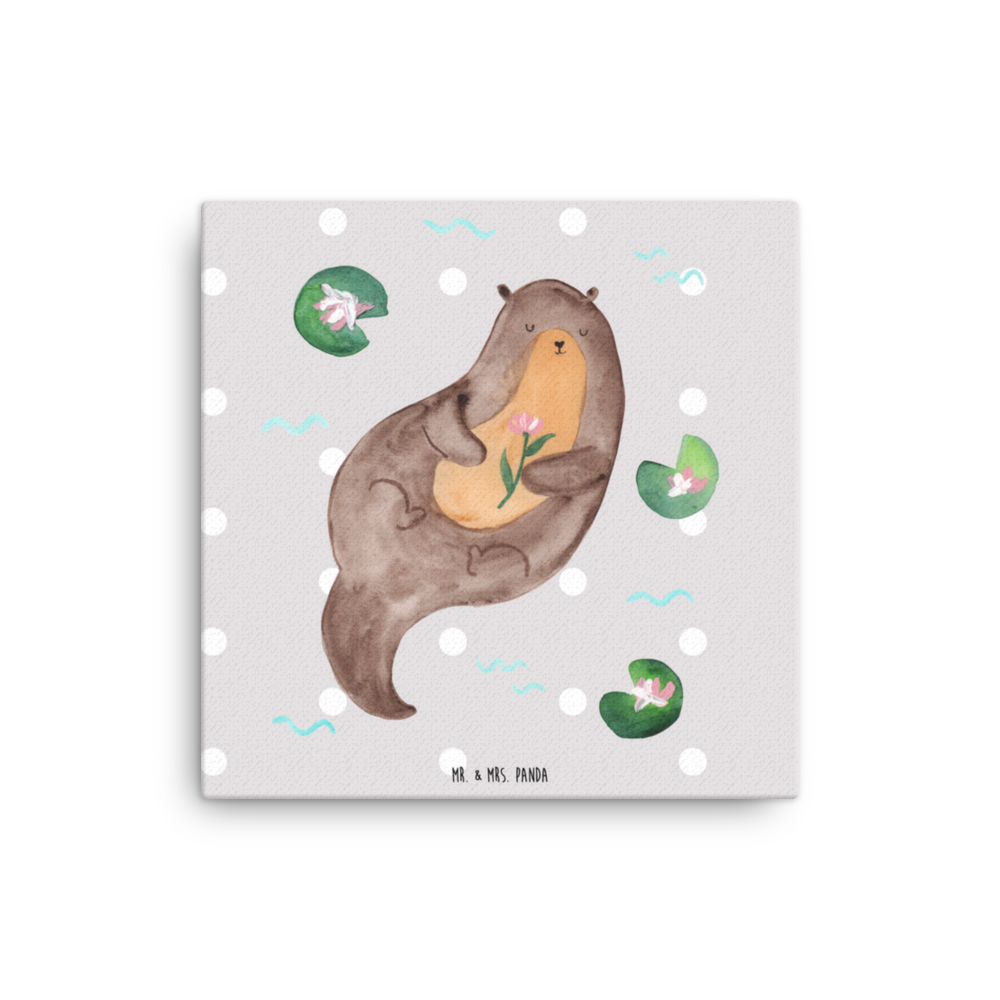 Leinwand Bild Otter mit Seerose Leinwand, Bild, Kunstdruck, Wanddeko, Dekoration, Otter, Fischotter, Seeotter, Otter Seeotter See Otter