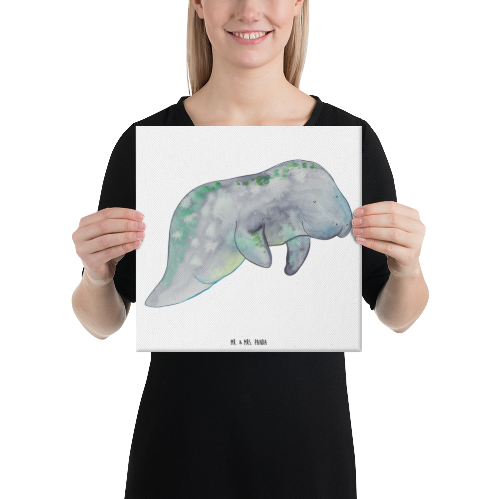 Leinwand Bild Seekuh chillt Leinwand, Bild, Kunstdruck, Wanddeko, Dekoration, Meerestiere, Meer, Urlaub, Seekuh, Seekühe, Diät, Abnehmen, Zucker, Diätwahn, Essen, Süßigkeiten