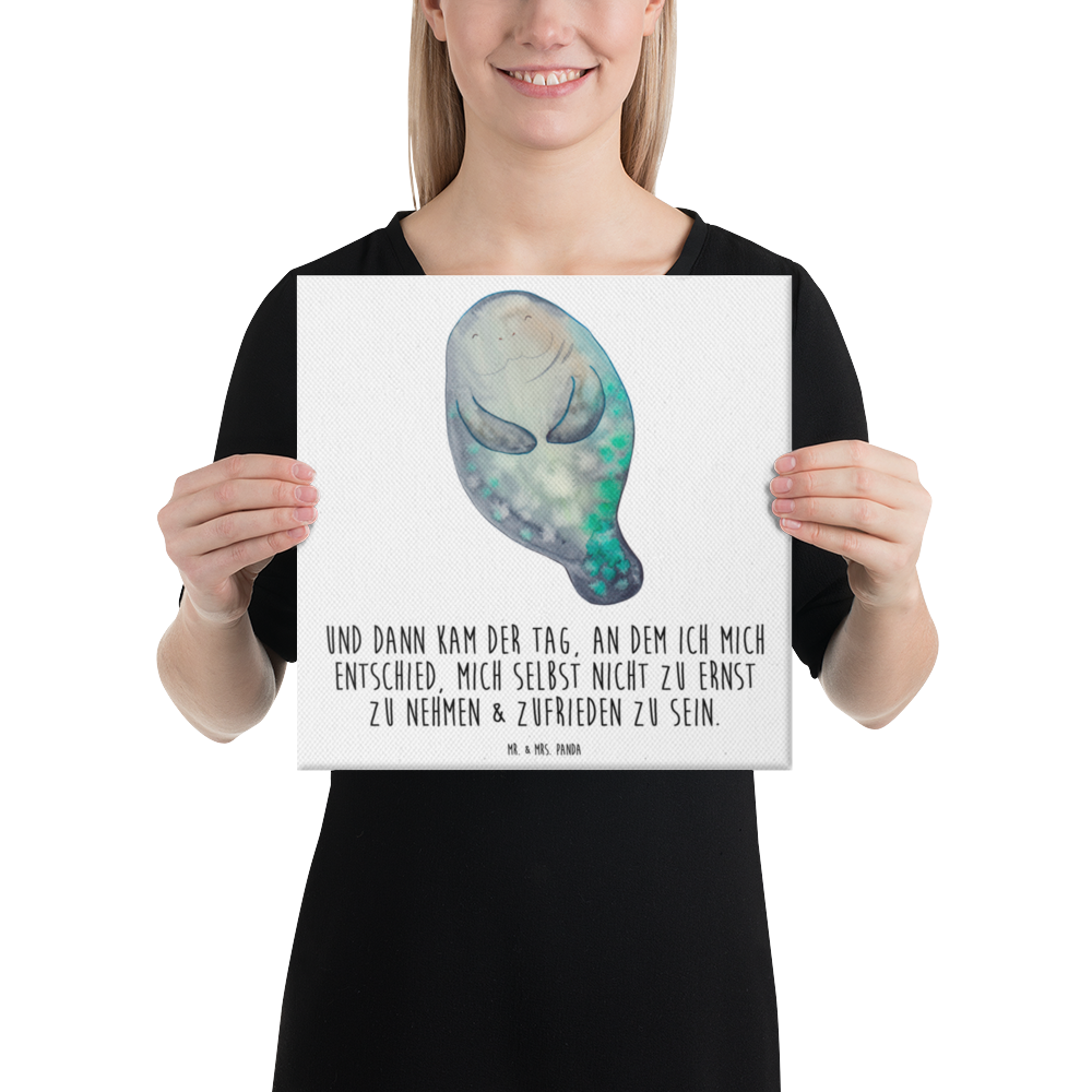 Leinwand Bild Seekuh happy Leinwand, Bild, Kunstdruck, Wanddeko, Dekoration, Meerestiere, Meer, Urlaub, Seekuh, Seekühe, Selbstliebe, Respekt, Neuanfang, Neustart, Achtsamkeit, Zufrieden, Liebeskummer, Freundin