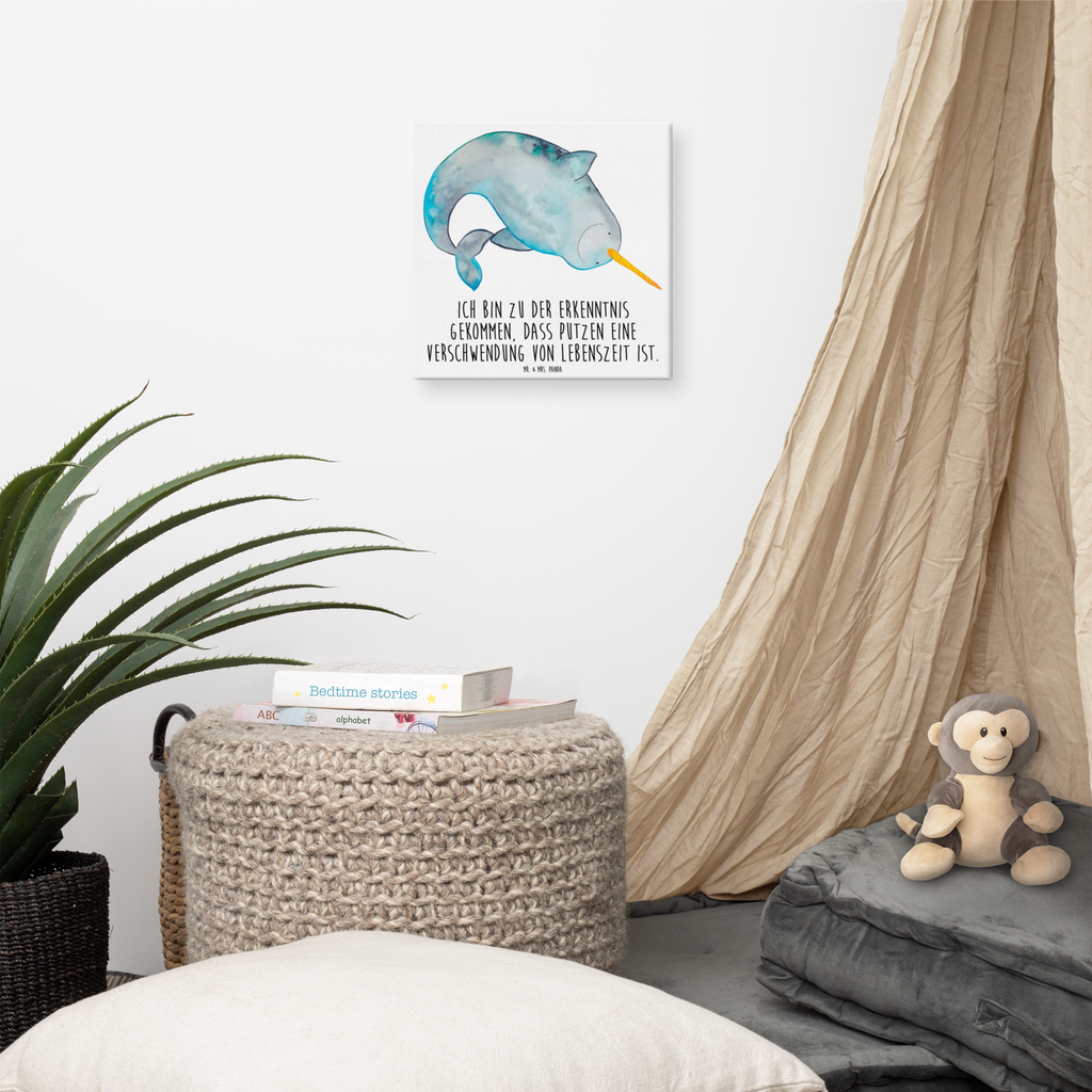 Leinwand Bild Narwal Leinwand, Bild, Kunstdruck, Wanddeko, Dekoration, Meerestiere, Meer, Urlaub, Narwal, Wal, Putzen, Hausfrau, Junggesellin, aufräumen, Kinderzimmer