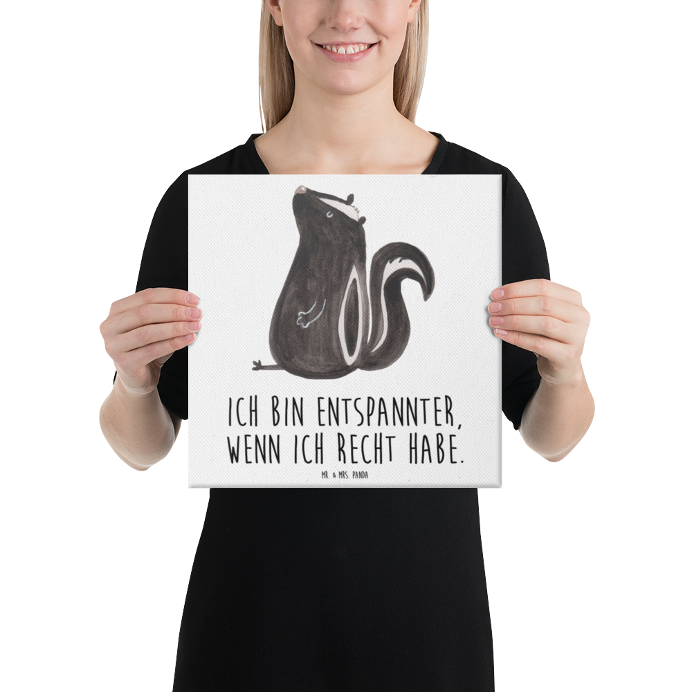 Leinwand Bild Stinktier sitzend Leinwand, Bild, Kunstdruck, Wanddeko, Dekoration, Stinktier, Skunk, Wildtier, Raubtier, Stinker, Stinki, Spruch, Büro, Recht, Besserwisser