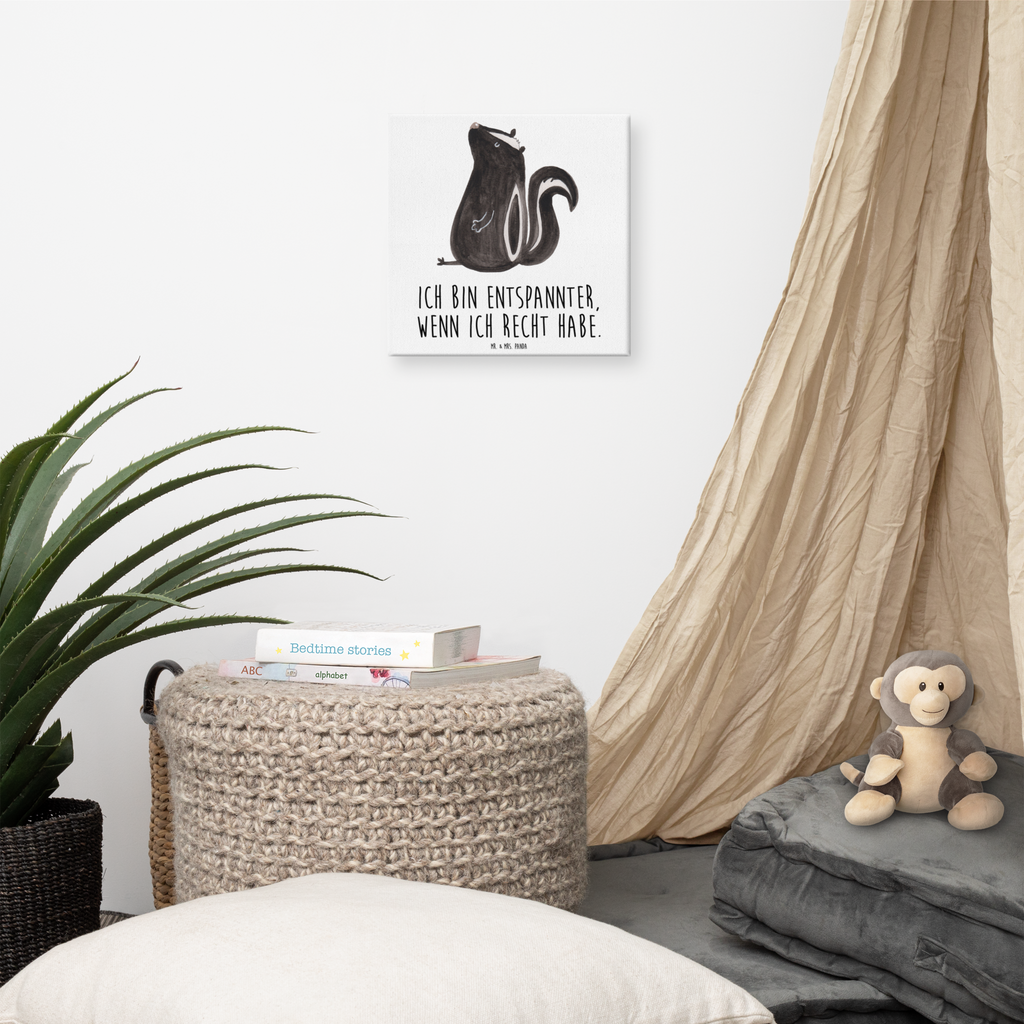 Leinwand Bild Stinktier sitzend Leinwand, Bild, Kunstdruck, Wanddeko, Dekoration, Stinktier, Skunk, Wildtier, Raubtier, Stinker, Stinki, Spruch, Büro, Recht, Besserwisser