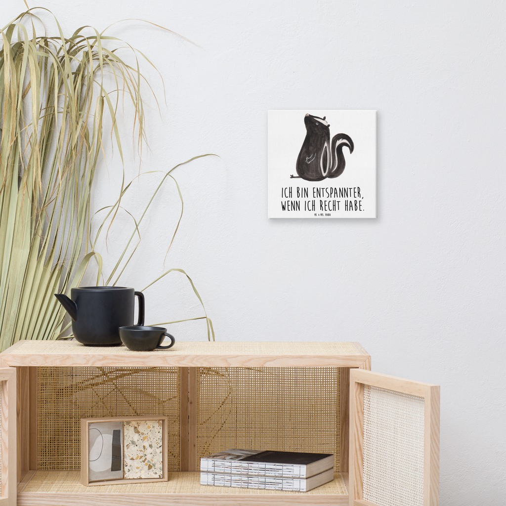 Leinwand Bild Stinktier sitzend Leinwand, Bild, Kunstdruck, Wanddeko, Dekoration, Stinktier, Skunk, Wildtier, Raubtier, Stinker, Stinki, Spruch, Büro, Recht, Besserwisser