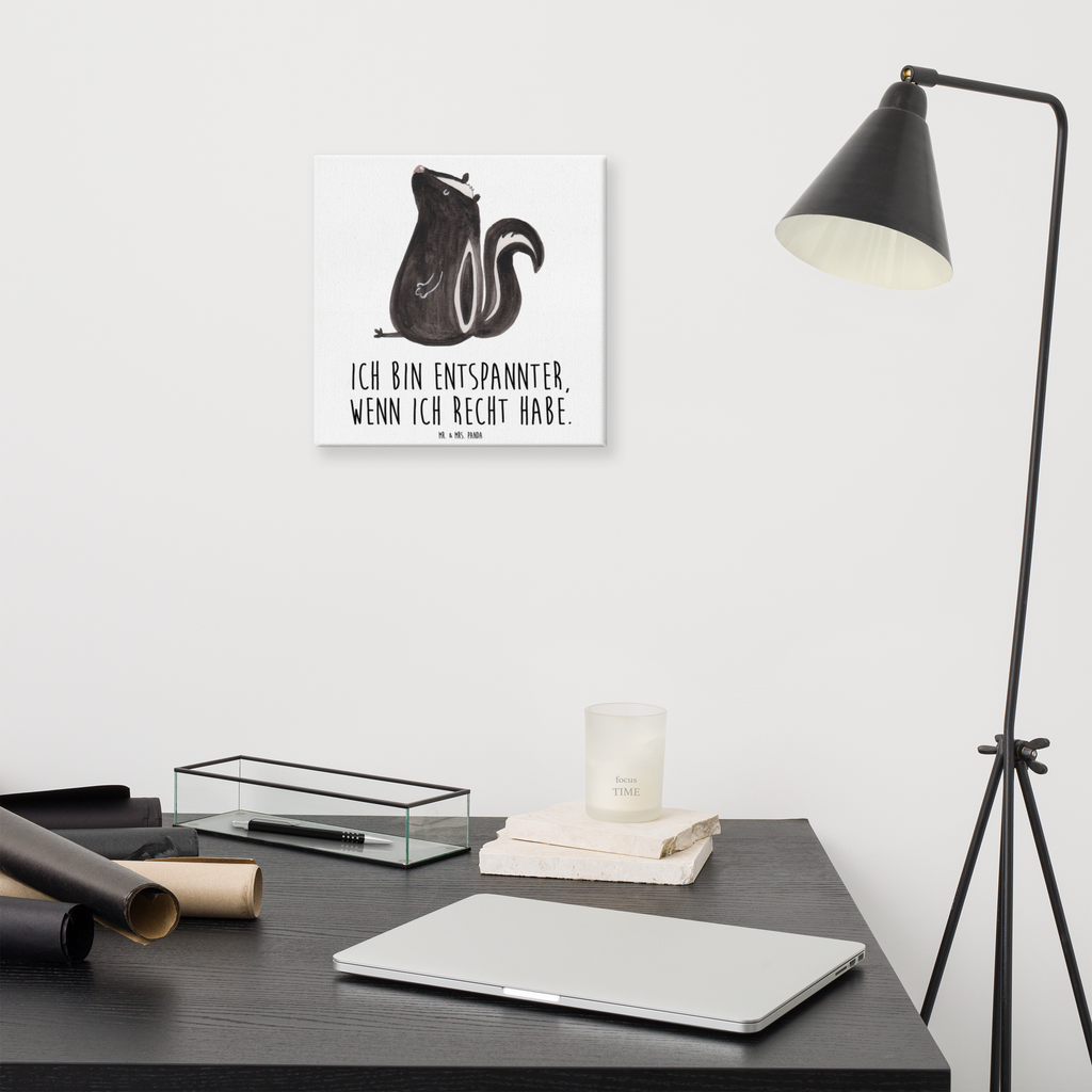 Leinwand Bild Stinktier sitzend Leinwand, Bild, Kunstdruck, Wanddeko, Dekoration, Stinktier, Skunk, Wildtier, Raubtier, Stinker, Stinki, Spruch, Büro, Recht, Besserwisser