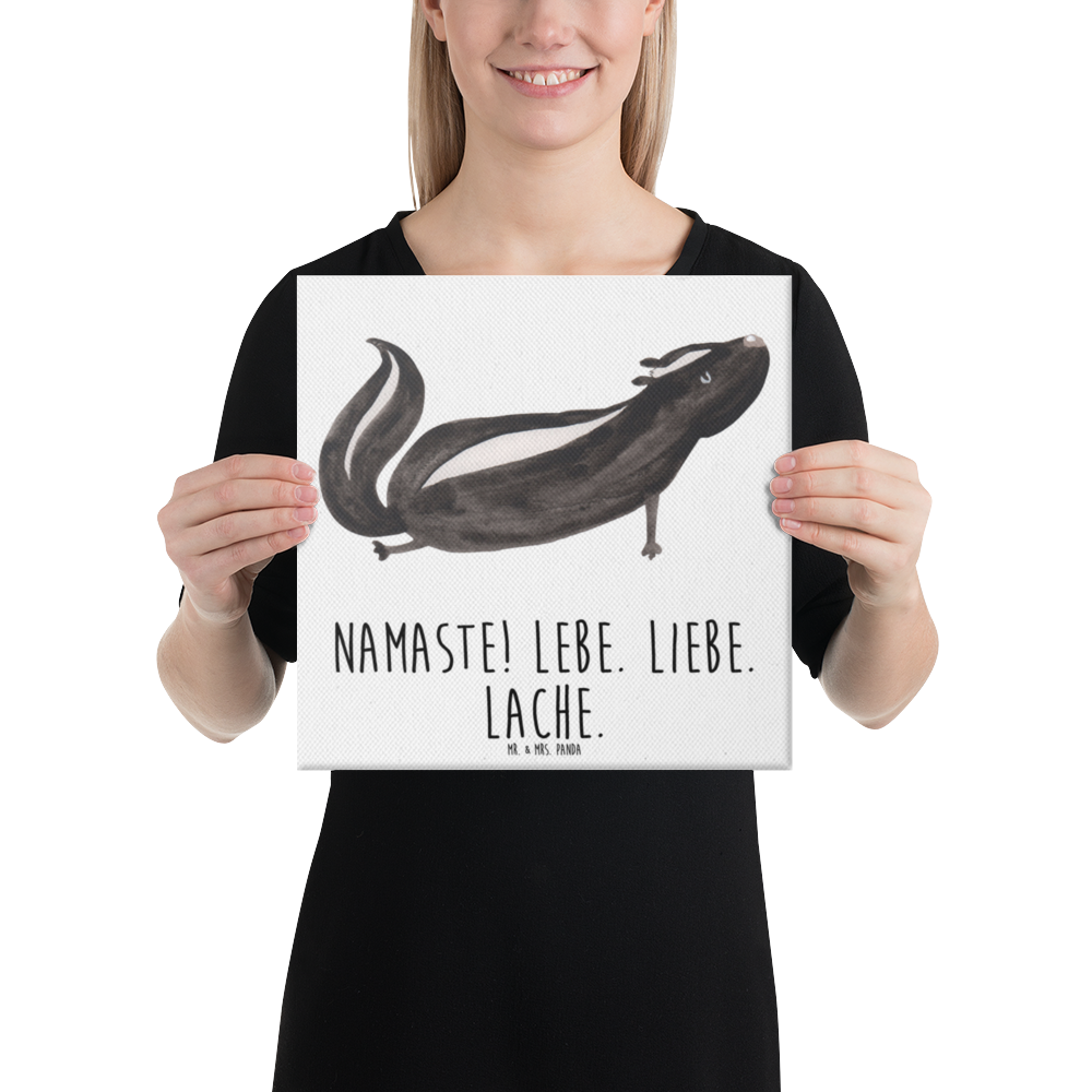 Leinwand Bild Stinktier Yoga Leinwand, Bild, Kunstdruck, Wanddeko, Dekoration, Stinktier, Skunk, Wildtier, Raubtier, Stinker, Stinki, Yoga, Namaste, Lebe, Liebe, Lache