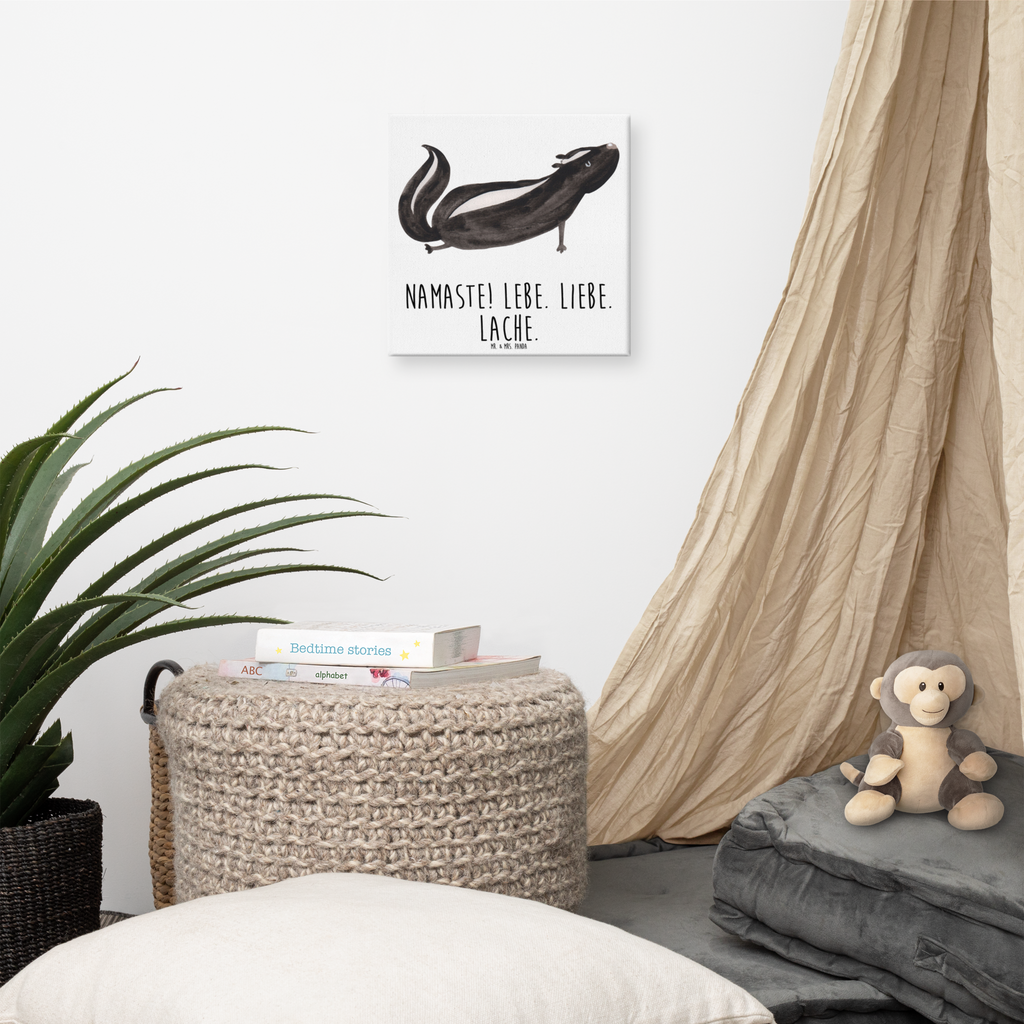 Leinwand Bild Stinktier Yoga Leinwand, Bild, Kunstdruck, Wanddeko, Dekoration, Stinktier, Skunk, Wildtier, Raubtier, Stinker, Stinki, Yoga, Namaste, Lebe, Liebe, Lache