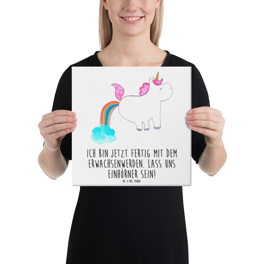Leinwand Bild Einhorn Pupsend Leinwand, Bild, Kunstdruck, Wanddeko, Dekoration, Einhorn, Einhörner, Einhorn Deko, Pegasus, Unicorn, Pups, Regenbogen, Glitzer, Einhornpower, Erwachsenwerden, Spaß, lustig, Freundin
