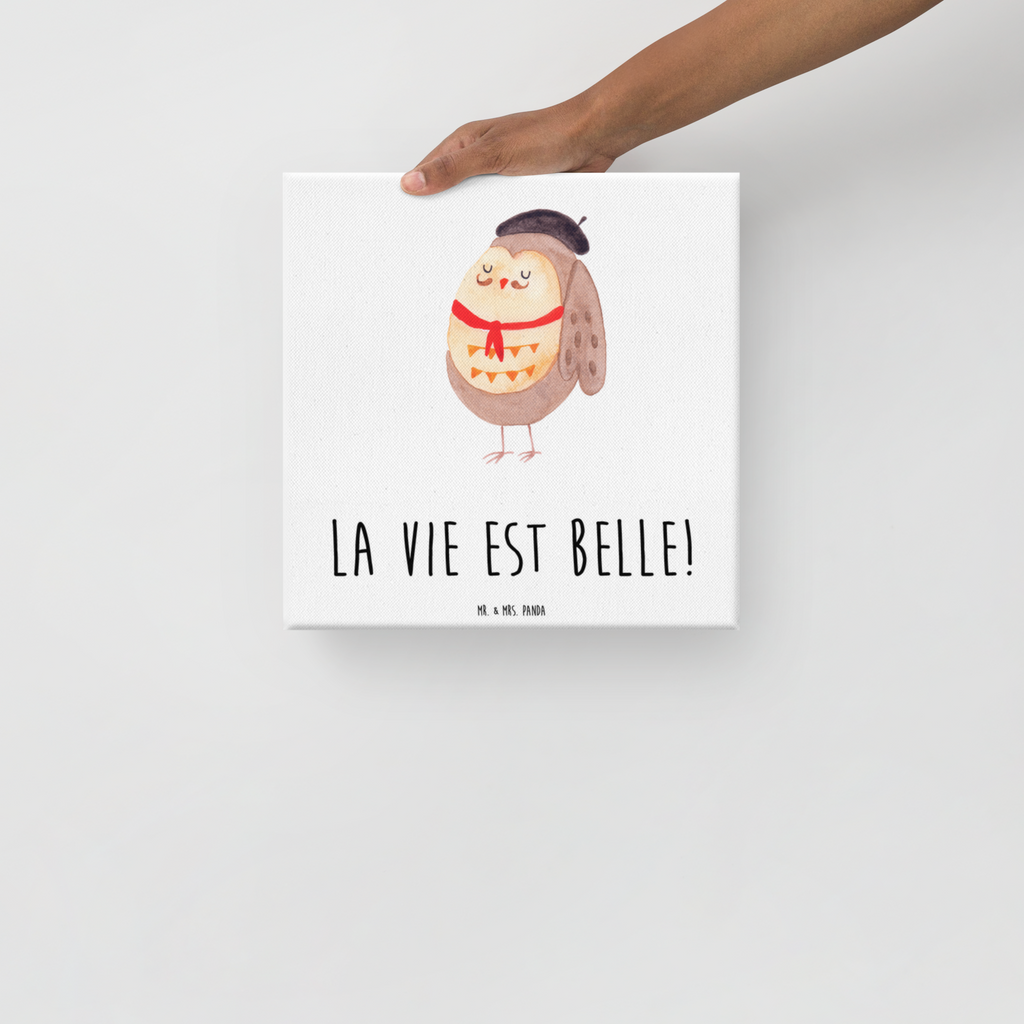 Leinwand Bild Eule Französisch Leinwand, Bild, Kunstdruck, Wanddeko, Dekoration, Eule, Eulen, Eule Deko, Owl, hibou, La vie est belle, das Leben ist schön, Spruch schön, Spruch Französisch, Frankreich