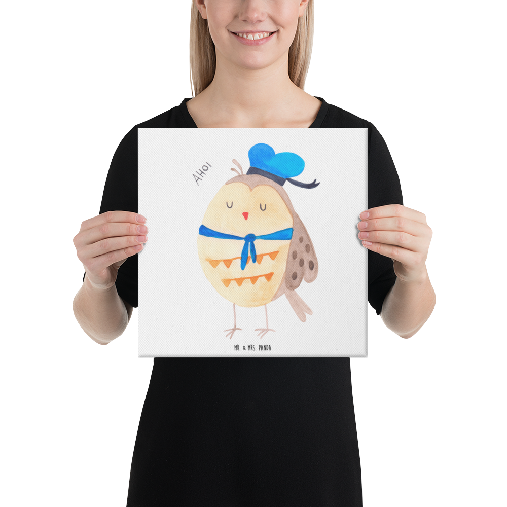 Leinwand Bild Eule Matrosen Leinwand, Bild, Kunstdruck, Wanddeko, Dekoration, Eule, Eule Spruch, Eule Deko, Owl, Wortspiel lustig, Matrose, Freundin, Ehe, Seefahrer, Heimathafen, Hochzeitstag Geschenk