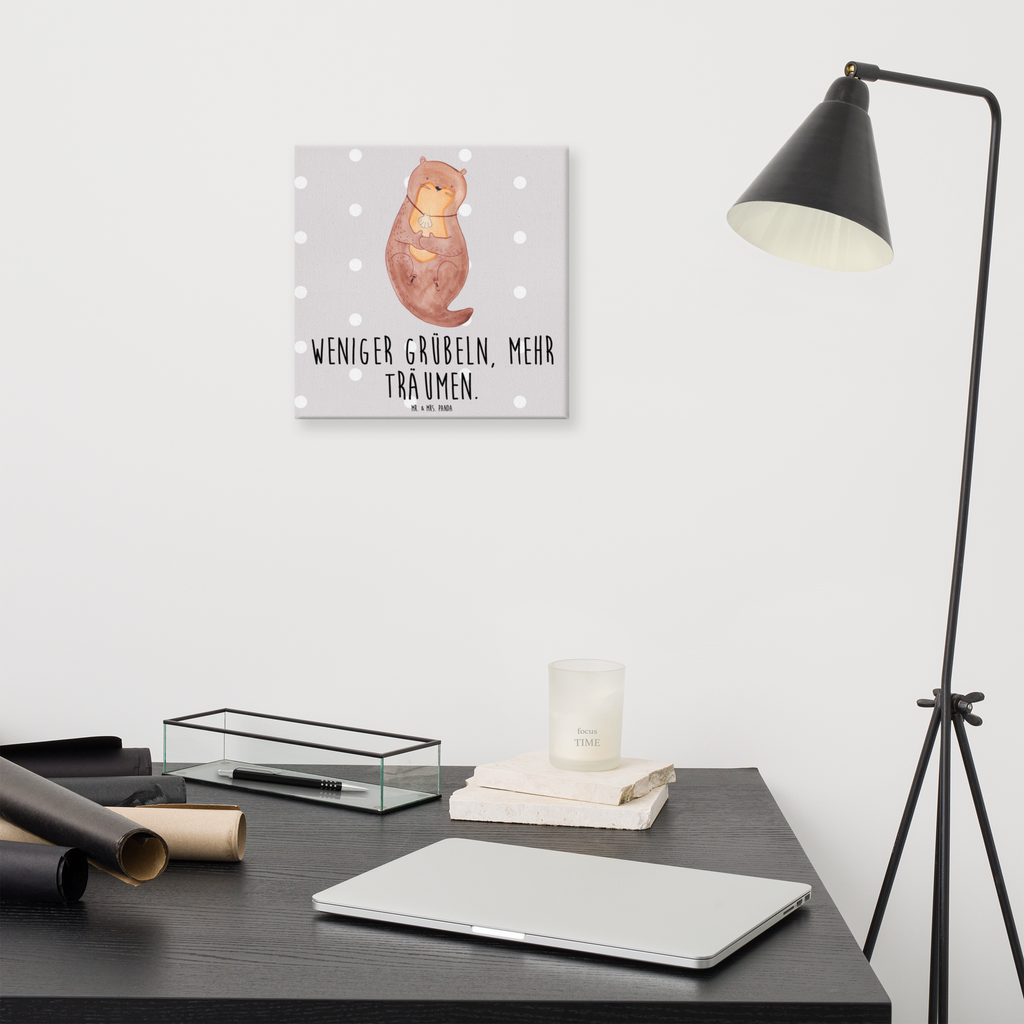 Leinwand Bild Otter mit Muschelmedaillon Leinwand, Bild, Kunstdruck, Wanddeko, Dekoration, Otter, Fischotter, Seeotter, Otterliebe, grübeln, träumen, Motivation, Tagträumen, Büro