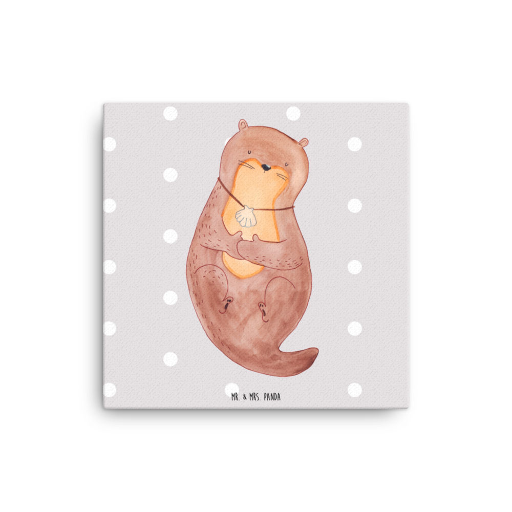 Leinwand Bild Otter mit Muschelmedaillon Leinwand, Bild, Kunstdruck, Wanddeko, Dekoration, Otter, Fischotter, Seeotter, Otterliebe, grübeln, träumen, Motivation, Tagträumen, Büro