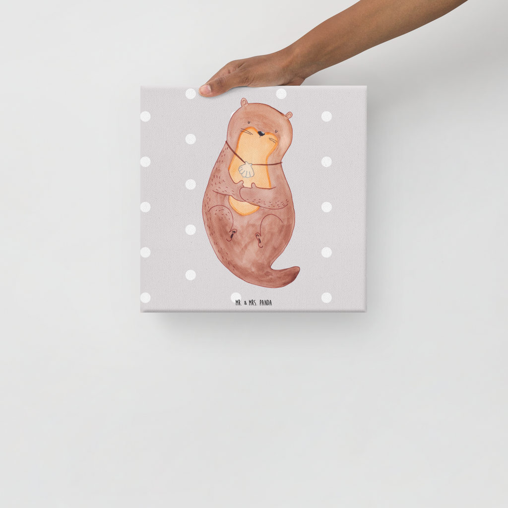 Leinwand Bild Otter mit Muschelmedaillon Leinwand, Bild, Kunstdruck, Wanddeko, Dekoration, Otter, Fischotter, Seeotter, Otterliebe, grübeln, träumen, Motivation, Tagträumen, Büro