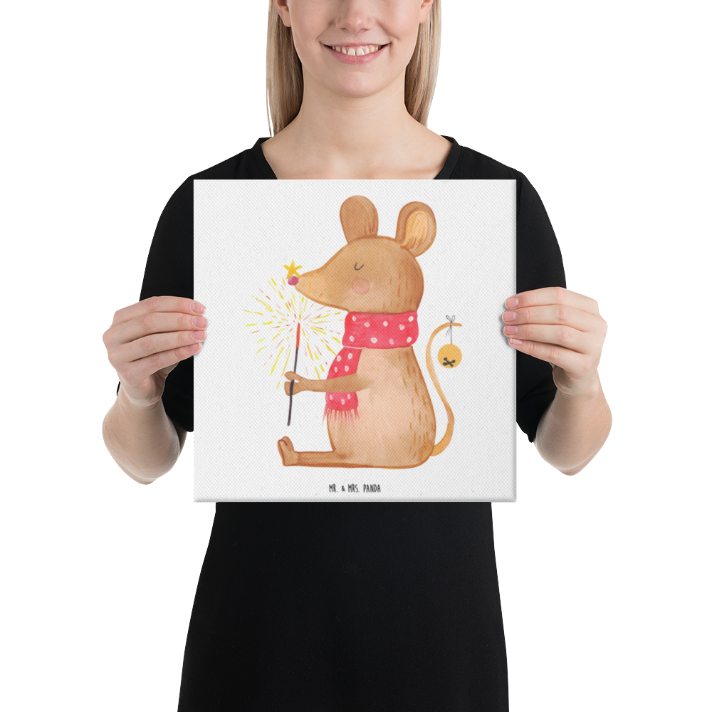 Leinwand Bild Weihnachtsmaus Leinwand, Bild, Kunstdruck, Wanddeko, Dekoration, Winter, Weihnachten, Weihnachtsdeko, Nikolaus, Advent, Heiligabend, Wintermotiv, Frohe Weihnachten, Weihnachtsgruß, Weihnachtsmotiv, Maus, Mäuschen, Weihnachtswunder