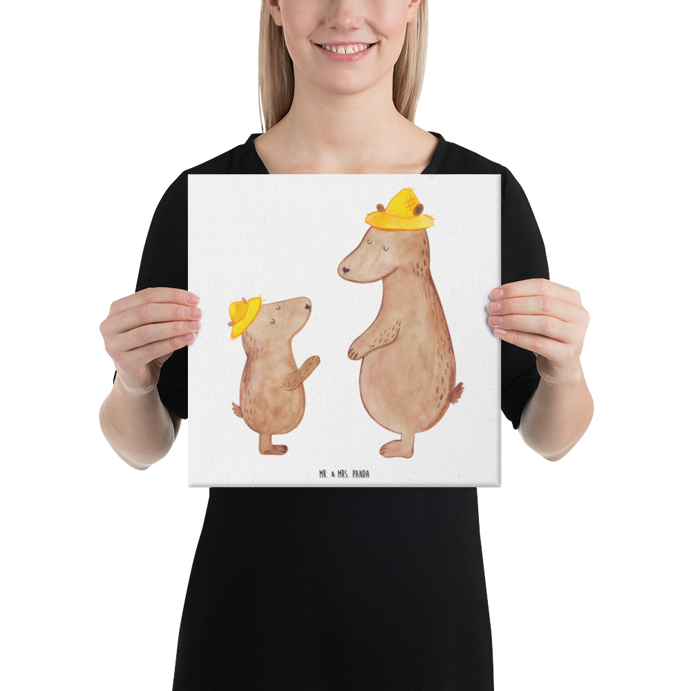 Leinwand Bild Bären mit Hut Leinwand, Bild, Kunstdruck, Wanddeko, Dekoration, Familie, Vatertag, Muttertag, Bruder, Schwester, Mama, Papa, Oma, Opa, Bär, Bären, Vater, Papi, Paps, Dad, Daddy, Lieblingsmensch, Sohn, Söhne, Kind, Kinder, Vater-Sohn, Family, Vorbild