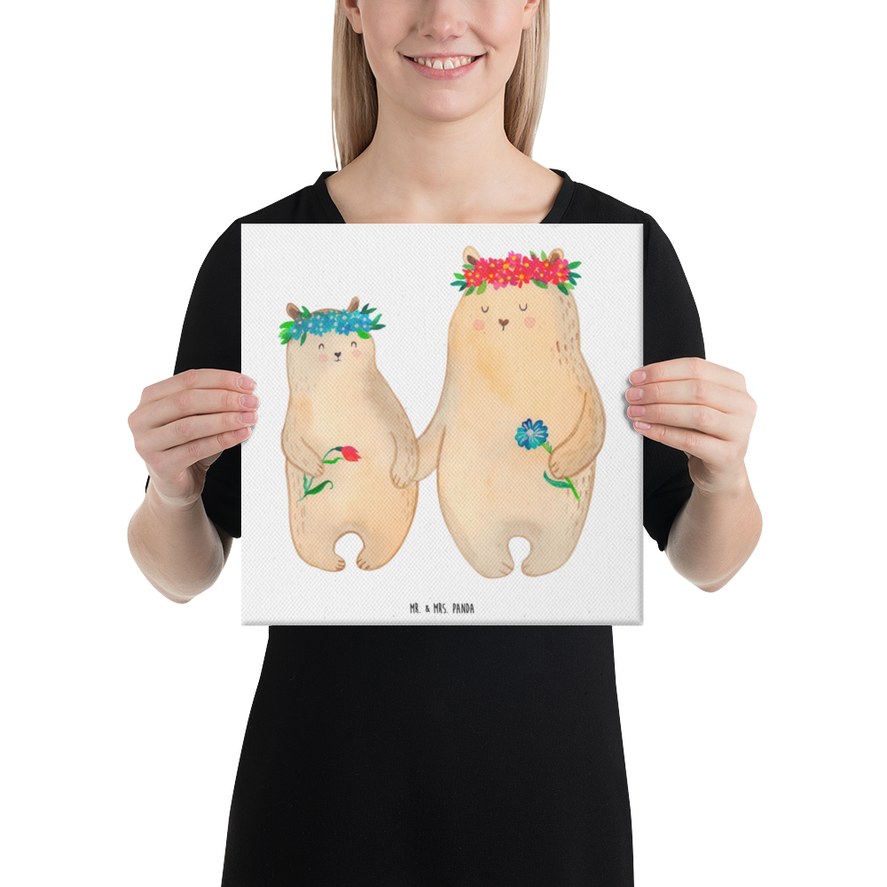 Leinwand Bild Bären mit Blumenkranz Leinwand, Bild, Kunstdruck, Wanddeko, Dekoration, Familie, Vatertag, Muttertag, Bruder, Schwester, Mama, Papa, Oma, Opa, Bär, Bären, Mutter, Mutti, Mami, Lieblingsmensch, Lieblingsmama, beste Mutter, weltbeste Mama, Geschenk Mama. Muttertag, Tochter, Kind, Kinder, Töchter, Family, Vorbild