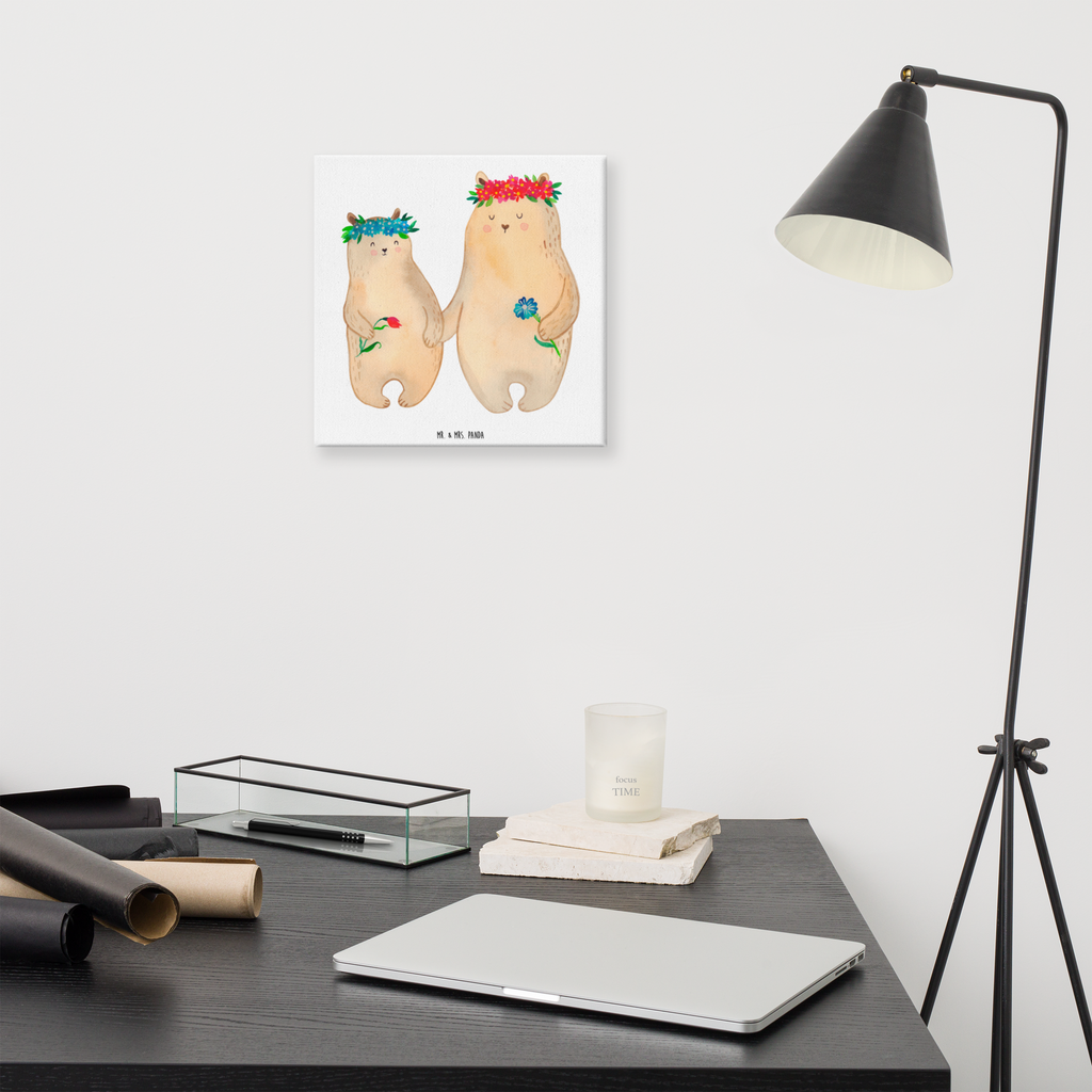 Leinwand Bild Bären mit Blumenkranz Leinwand, Bild, Kunstdruck, Wanddeko, Dekoration, Familie, Vatertag, Muttertag, Bruder, Schwester, Mama, Papa, Oma, Opa, Bär, Bären, Mutter, Mutti, Mami, Lieblingsmensch, Lieblingsmama, beste Mutter, weltbeste Mama, Geschenk Mama. Muttertag, Tochter, Kind, Kinder, Töchter, Family, Vorbild