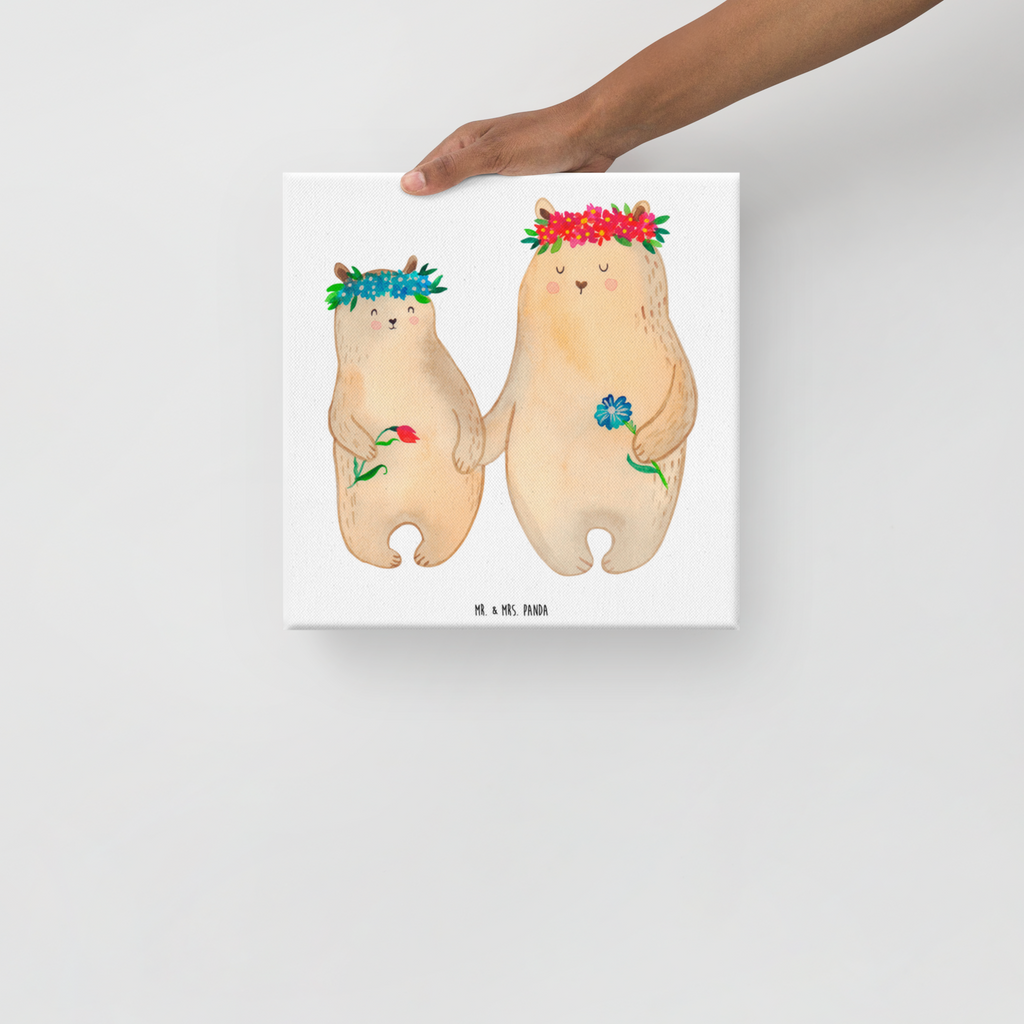 Leinwand Bild Bären mit Blumenkranz Leinwand, Bild, Kunstdruck, Wanddeko, Dekoration, Familie, Vatertag, Muttertag, Bruder, Schwester, Mama, Papa, Oma, Opa, Bär, Bären, Mutter, Mutti, Mami, Lieblingsmensch, Lieblingsmama, beste Mutter, weltbeste Mama, Geschenk Mama. Muttertag, Tochter, Kind, Kinder, Töchter, Family, Vorbild