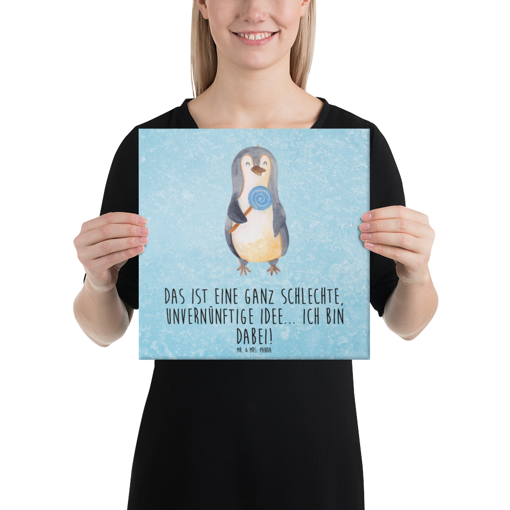Leinwand Bild Pinguin Lolli