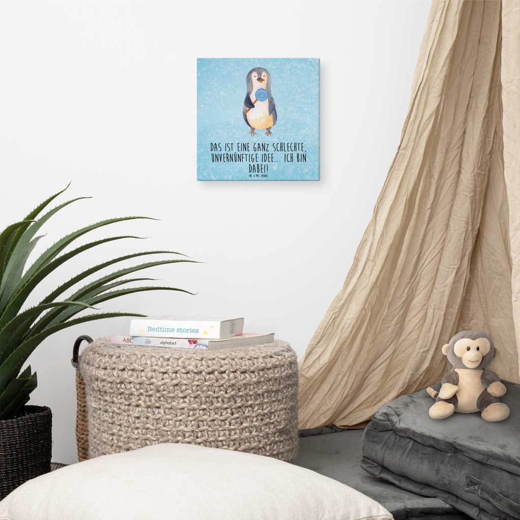 Leinwand Bild Pinguin Lolli