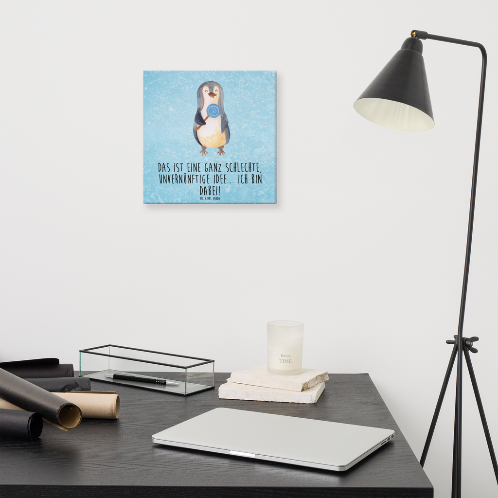 Leinwand Bild Pinguin Lolli