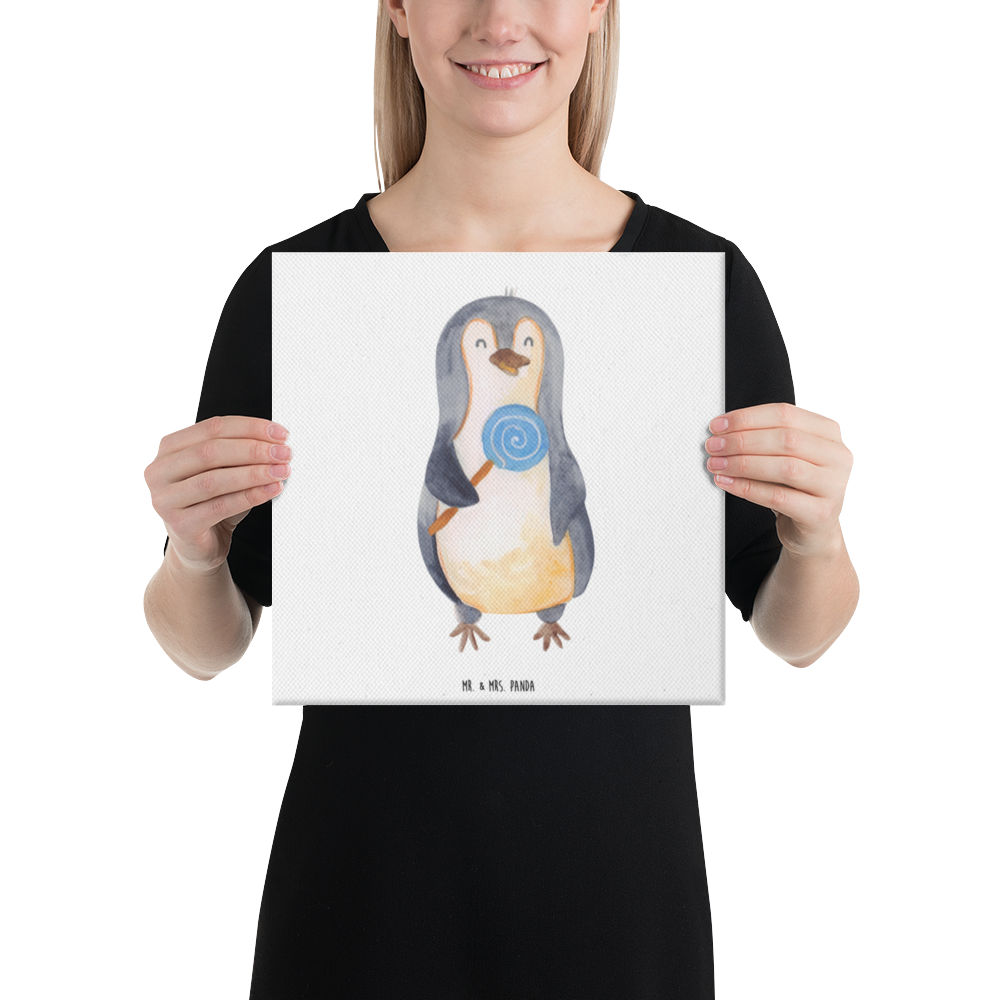 Leinwand Bild Pinguin Lolli