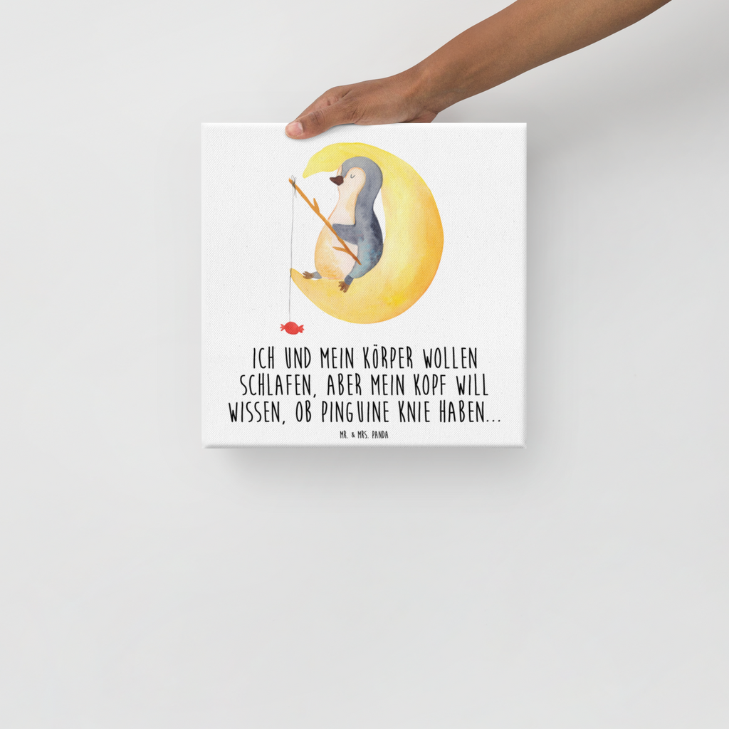 Leinwand Bild Pinguin Mond Leinwand, Bild, Kunstdruck, Wanddeko, Dekoration, Pinguin, Pinguine, Spruch, schlafen, Nachtruhe, Einschlafen, Schlafzimmer, Schlafstörungen, Gästezimmer