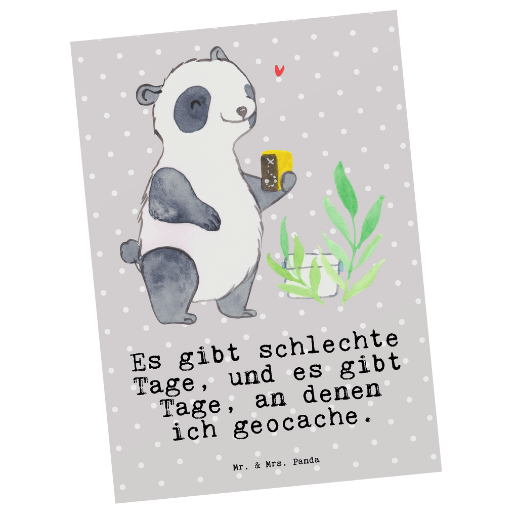 Postkarte Panda Geocaching Tage Geschenkkarte, Grußkarte, Karte, Einladung, Ansichtskarte, Geburtstagskarte, Einladungskarte, Dankeskarte, Geschenk, Sport, Sportart, Hobby, Schenken, Danke, Dankeschön, Auszeichnung, Gewinn, Sportler, Geocaching, Schatzsuchen, GPS Schnitzeljagd, Opencaching