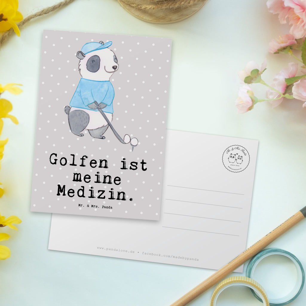Postkarte Panda Golfen Medizin Geschenkkarte, Grußkarte, Karte, Einladung, Ansichtskarte, Geburtstagskarte, Einladungskarte, Dankeskarte, Geschenk, Sport, Sportart, Hobby, Schenken, Danke, Dankeschön, Auszeichnung, Gewinn, Sportler, Golfen, Golf spielen, Golfplatz, Golfturnier, Golf Verein