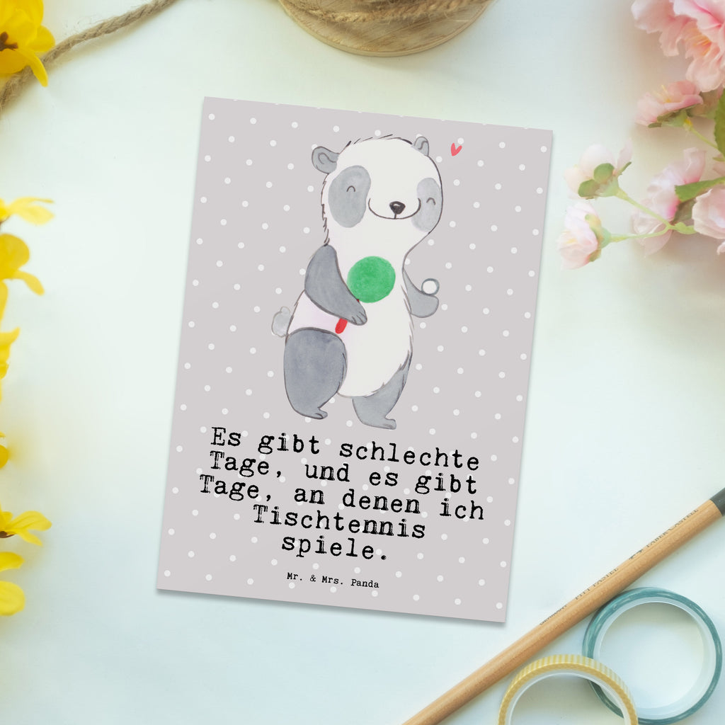 Postkarte Panda Tischtennis Tage Geschenkkarte, Grußkarte, Karte, Einladung, Ansichtskarte, Geburtstagskarte, Einladungskarte, Dankeskarte, Geschenk, Sport, Sportart, Hobby, Schenken, Danke, Dankeschön, Auszeichnung, Gewinn, Sportler, Tischtennis, Tischtennis Bund, Tischtennis Verein, Ballsport, Tischtennis Wettbewerb, Tischtennis Meisterschaft, Tischtennis Sprüche