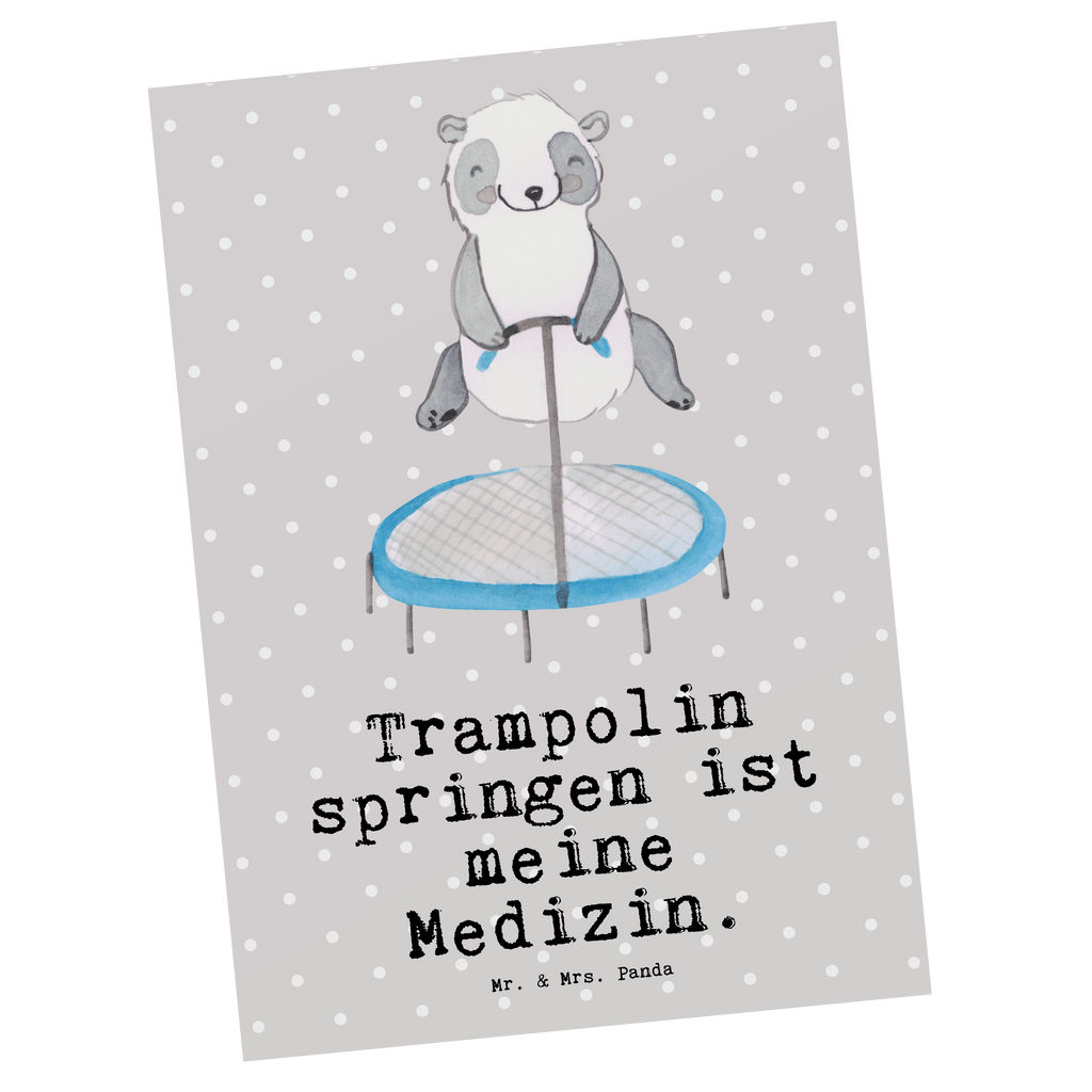 Postkarte Panda Trampolin springen Medizin Geschenkkarte, Grußkarte, Karte, Einladung, Ansichtskarte, Geburtstagskarte, Einladungskarte, Dankeskarte, Geschenk, Sport, Sportart, Hobby, Schenken, Danke, Dankeschön, Auszeichnung, Gewinn, Sportler, Trampolin springen, Trampolin Springen, Trampolin Turnen, Fitnessstudio, Trampolin-Übungen, Trampolin-Workout