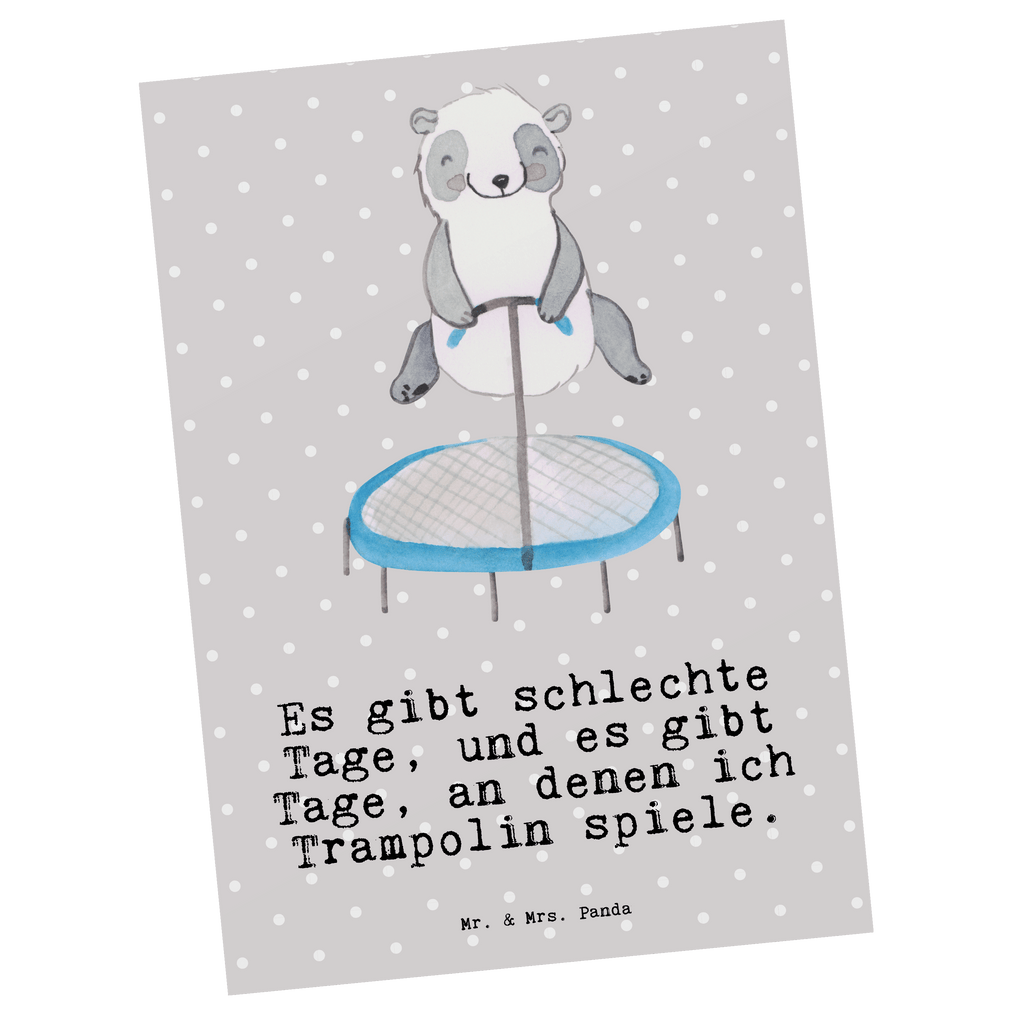Postkarte Panda Trampolin springen Tage Geschenkkarte, Grußkarte, Karte, Einladung, Ansichtskarte, Geburtstagskarte, Einladungskarte, Dankeskarte, Geschenk, Sport, Sportart, Hobby, Schenken, Danke, Dankeschön, Auszeichnung, Gewinn, Sportler, Trampolin springen, Trampolin Springen, Trampolin Turnen, Fitnessstudio