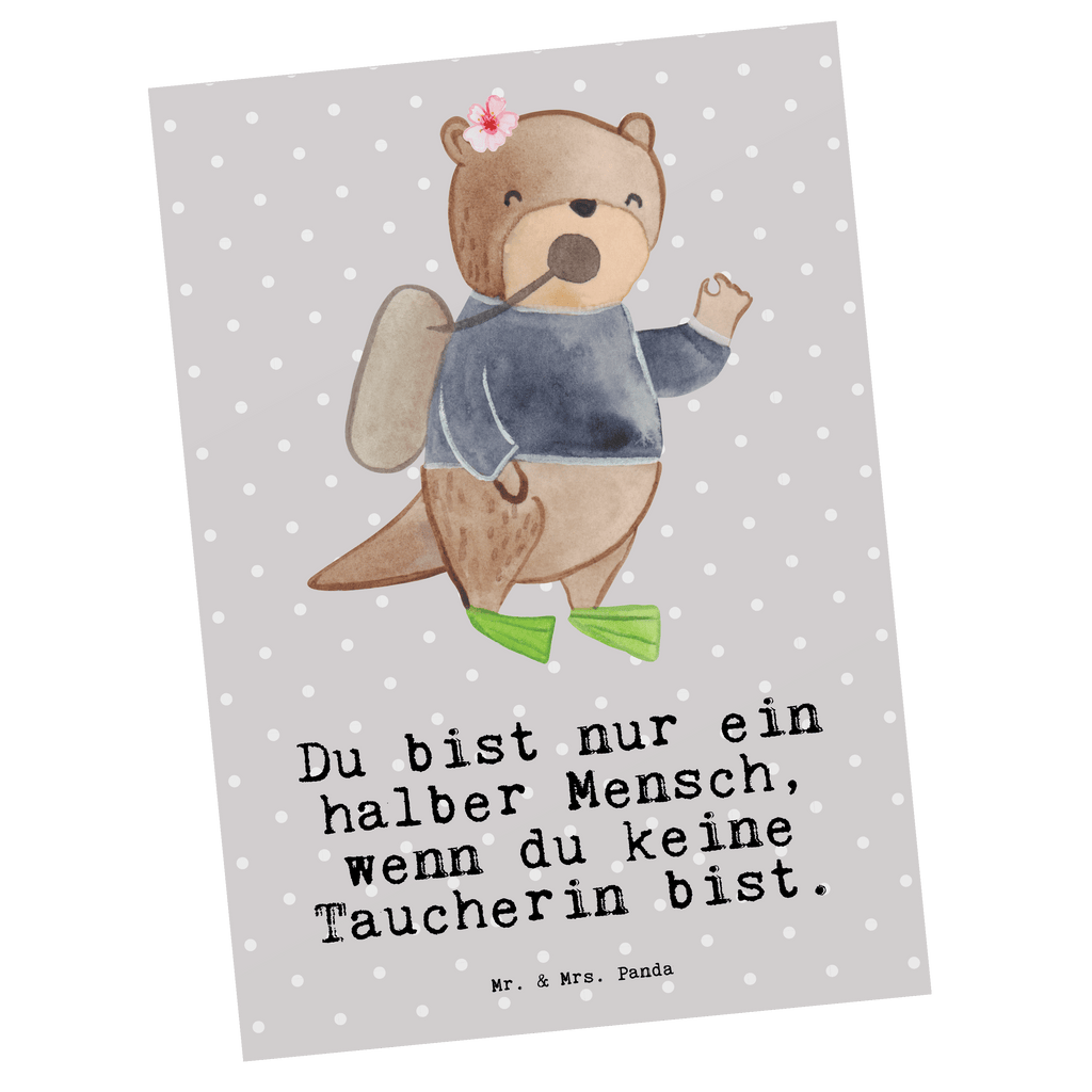 Postkarte Taucherin mit Herz Geschenkkarte, Grußkarte, Karte, Einladung, Ansichtskarte, Geburtstagskarte, Einladungskarte, Beruf, Ausbildung, Jubiläum, Abschied, Rente, Kollege, Kollegin, Geschenk, Schenken, Arbeitskollege, Mitarbeiter, Firma, Danke, Dankeschön