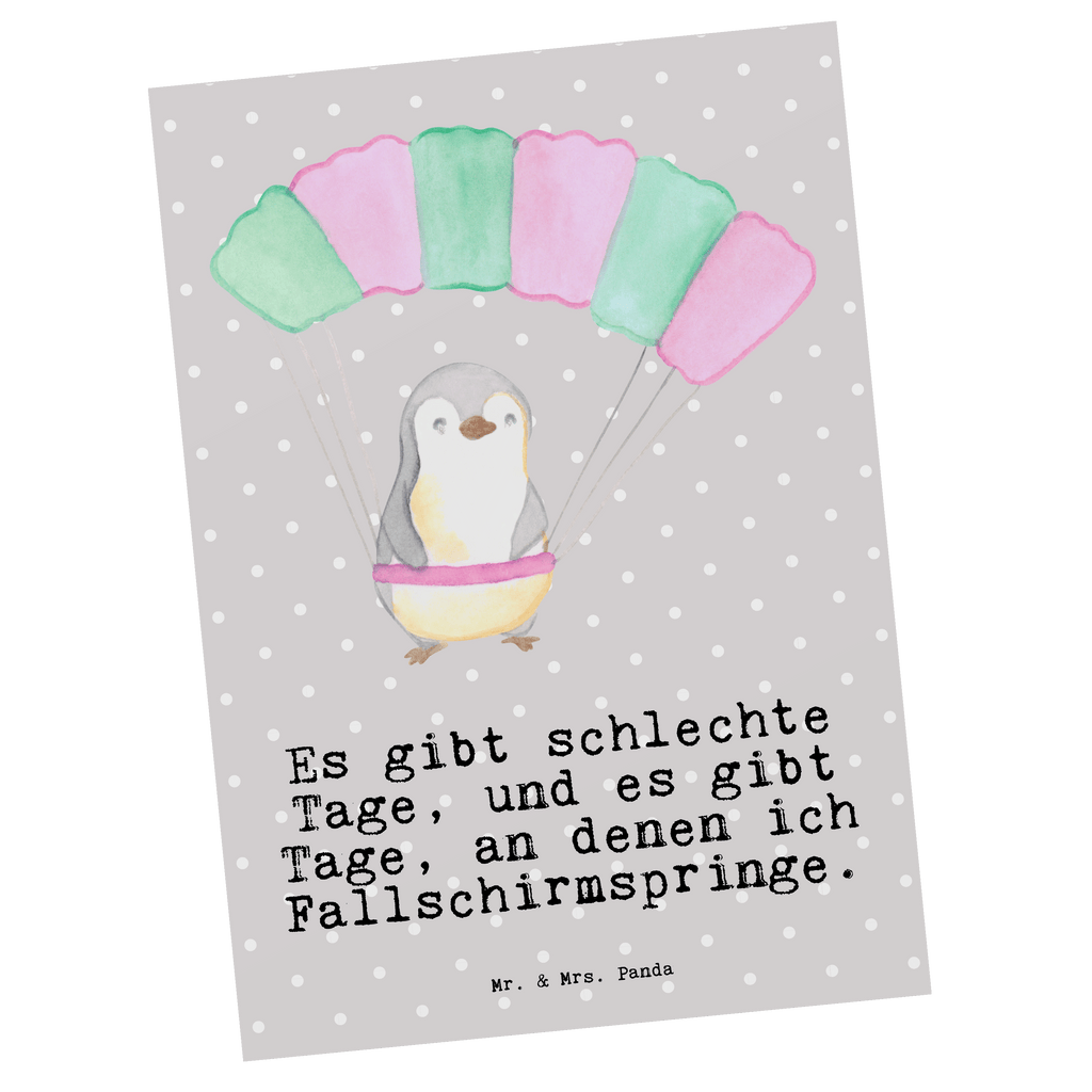 Postkarte Pinguin Fallschirm springen Tage Geschenkkarte, Grußkarte, Karte, Einladung, Ansichtskarte, Geburtstagskarte, Einladungskarte, Dankeskarte, Geschenk, Sport, Sportart, Hobby, Schenken, Danke, Dankeschön, Auszeichnung, Gewinn, Sportler, Fallschirmspringen, Skydive, Fallschirmsprung