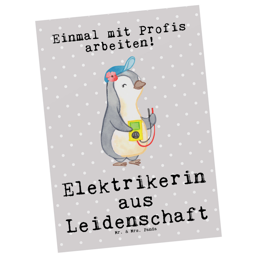 Postkarte Elektrikerin aus Leidenschaft Geschenkkarte, Grußkarte, Karte, Einladung, Ansichtskarte, Geburtstagskarte, Einladungskarte, Dankeskarte, Beruf, Ausbildung, Jubiläum, Abschied, Rente, Kollege, Kollegin, Geschenk, Schenken, Arbeitskollege, Mitarbeiter, Firma, Danke, Dankeschön, Elektrikerin, Elektronmonteurin, Elektrotechnikerin, Elektroinstallateurin, Elektromeisterin, Gesellenprüfung