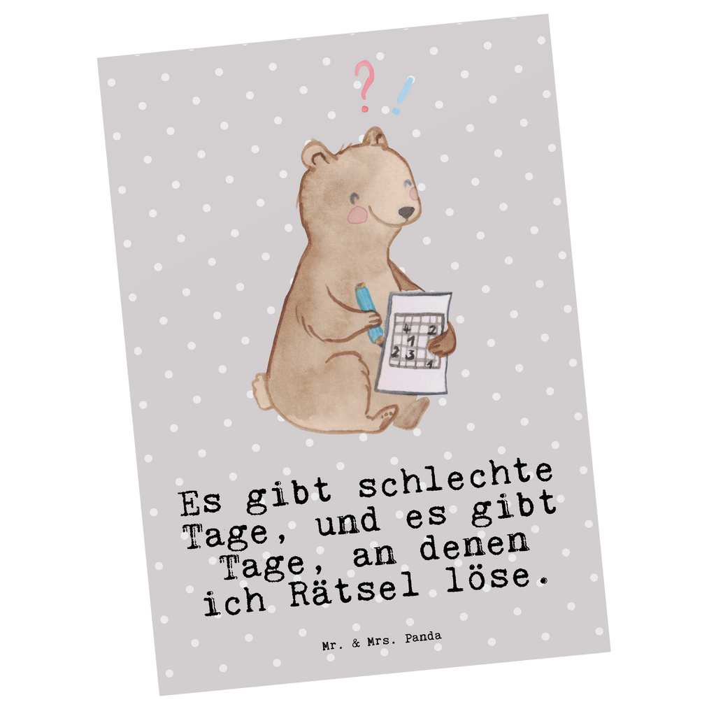 Postkarte Bär Rätsel lösen Tage Geschenkkarte, Grußkarte, Karte, Einladung, Ansichtskarte, Geburtstagskarte, Einladungskarte, Dankeskarte, Geschenk, Sport, Sportart, Hobby, Schenken, Danke, Dankeschön, Auszeichnung, Gewinn, Sportler, Rätsel lösen, Kreuzworträtsel lösen, Knobeln, Gedächtnistraining, Gedächtnissport