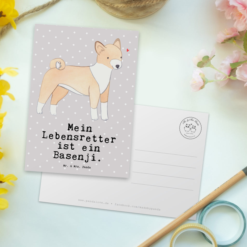 Postkarte Basenji Lebensretter Geschenkkarte, Grußkarte, Karte, Einladung, Ansichtskarte, Geburtstagskarte, Einladungskarte, Dankeskarte, Hund, Hunderasse, Rassehund, Hundebesitzer, Geschenk, Tierfreund, Schenken, Welpe, Kongo-Terrier, Basenji