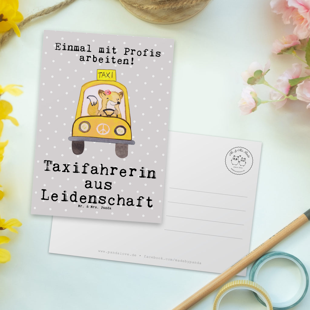 Postkarte Taxifahrerin aus Leidenschaft Geschenkkarte, Grußkarte, Karte, Einladung, Ansichtskarte, Geburtstagskarte, Einladungskarte, Beruf, Ausbildung, Jubiläum, Abschied, Rente, Kollege, Kollegin, Geschenk, Schenken, Arbeitskollege, Mitarbeiter, Firma, Danke, Dankeschön