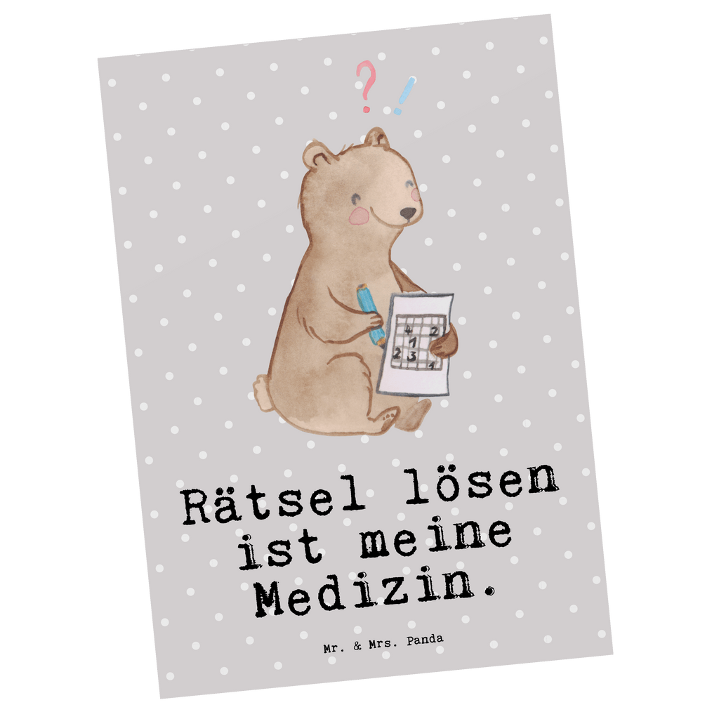 Postkarte Bär Rätsel lösen Medizin Geschenkkarte, Grußkarte, Karte, Einladung, Ansichtskarte, Geburtstagskarte, Einladungskarte, Dankeskarte, Geschenk, Sport, Sportart, Hobby, Schenken, Danke, Dankeschön, Auszeichnung, Gewinn, Sportler, Rätsel lösen, Kreuzworträtsel lösen, Knobeln, Gedächtnistraining, Gedächtnissport