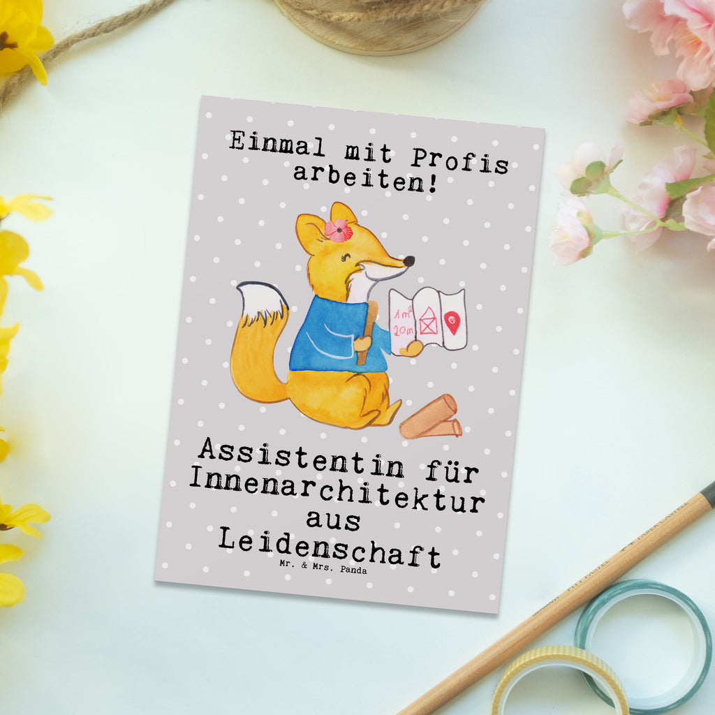 Postkarte Assistentin für Innenarchitektur aus Leidenschaft Geschenkkarte, Grußkarte, Karte, Einladung, Ansichtskarte, Geburtstagskarte, Einladungskarte, Beruf, Ausbildung, Jubiläum, Abschied, Rente, Kollege, Kollegin, Geschenk, Schenken, Arbeitskollege, Mitarbeiter, Firma, Danke, Dankeschön