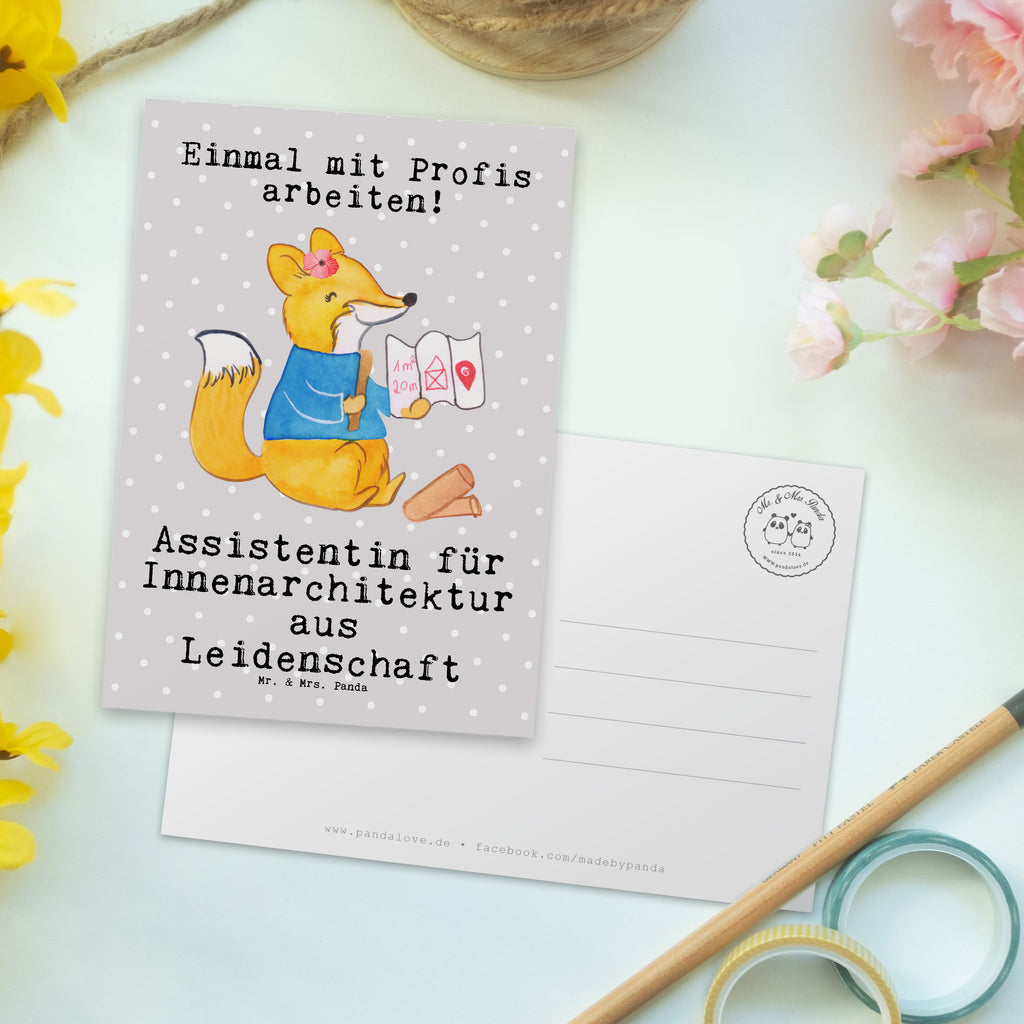 Postkarte Assistentin für Innenarchitektur aus Leidenschaft Geschenkkarte, Grußkarte, Karte, Einladung, Ansichtskarte, Geburtstagskarte, Einladungskarte, Beruf, Ausbildung, Jubiläum, Abschied, Rente, Kollege, Kollegin, Geschenk, Schenken, Arbeitskollege, Mitarbeiter, Firma, Danke, Dankeschön