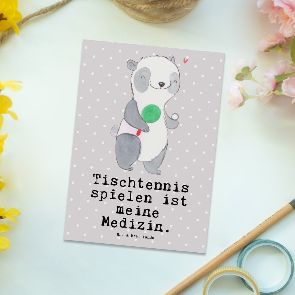 Postkarte Panda Tischtennis Medizin Geschenkkarte, Grußkarte, Karte, Einladung, Ansichtskarte, Geburtstagskarte, Einladungskarte, Dankeskarte, Geschenk, Sport, Sportart, Hobby, Schenken, Danke, Dankeschön, Auszeichnung, Gewinn, Sportler, Tischtennis, Tischtennis Bund, Tischtennis Verein, Ballsport