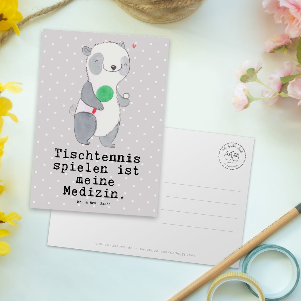 Postkarte Panda Tischtennis Medizin Geschenkkarte, Grußkarte, Karte, Einladung, Ansichtskarte, Geburtstagskarte, Einladungskarte, Dankeskarte, Geschenk, Sport, Sportart, Hobby, Schenken, Danke, Dankeschön, Auszeichnung, Gewinn, Sportler, Tischtennis, Tischtennis Bund, Tischtennis Verein, Ballsport