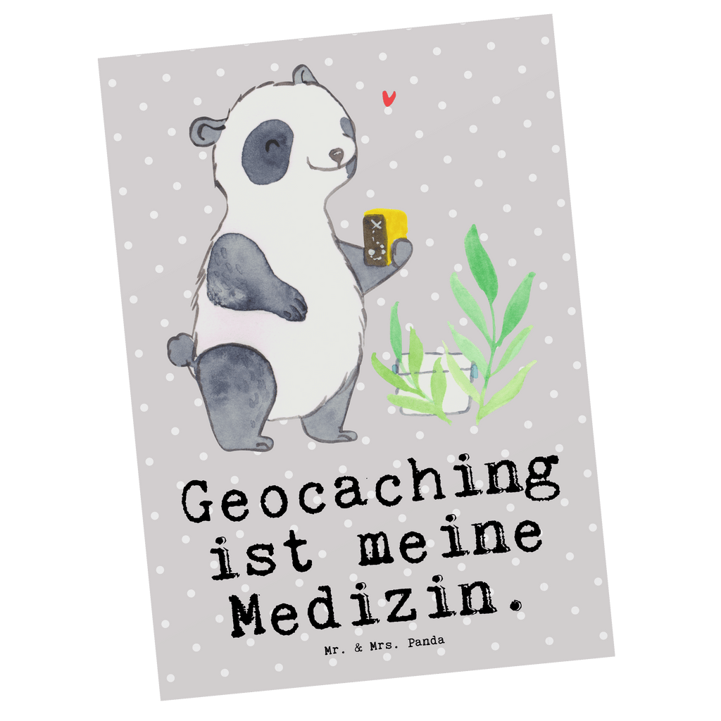 Postkarte Panda Geocaching Medizin Geschenkkarte, Grußkarte, Karte, Einladung, Ansichtskarte, Geburtstagskarte, Einladungskarte, Dankeskarte, Geschenk, Sport, Sportart, Hobby, Schenken, Danke, Dankeschön, Auszeichnung, Gewinn, Sportler, Geocaching, Schatzsuchen, GPS Schnitzeljagd, Opencaching