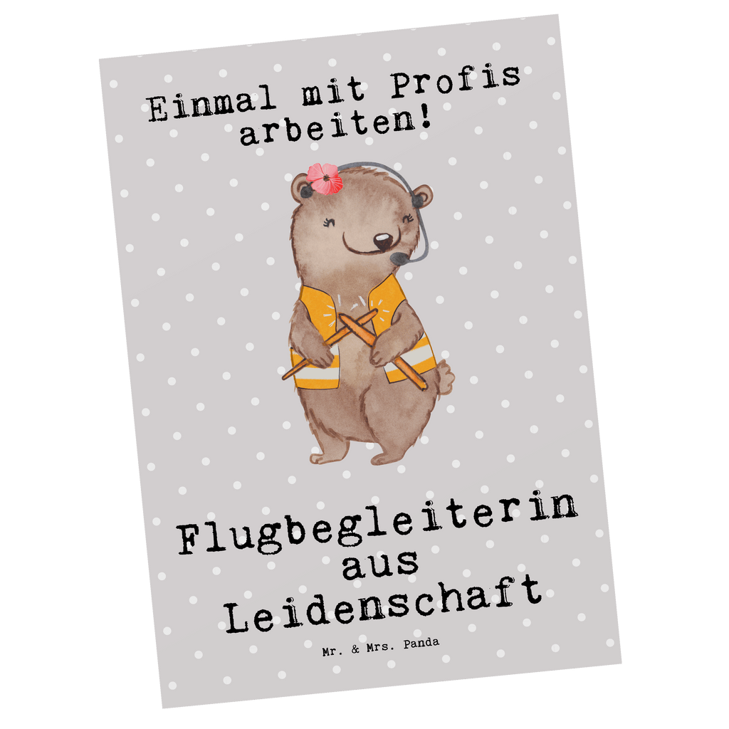 Postkarte Flugbegleiterin aus Leidenschaft Geschenkkarte, Grußkarte, Karte, Einladung, Ansichtskarte, Geburtstagskarte, Einladungskarte, Beruf, Ausbildung, Jubiläum, Abschied, Rente, Kollege, Kollegin, Geschenk, Schenken, Arbeitskollege, Mitarbeiter, Firma, Danke, Dankeschön, Flugbegleiterin, Stewardess, Flugstewardess, Flight-Attendant