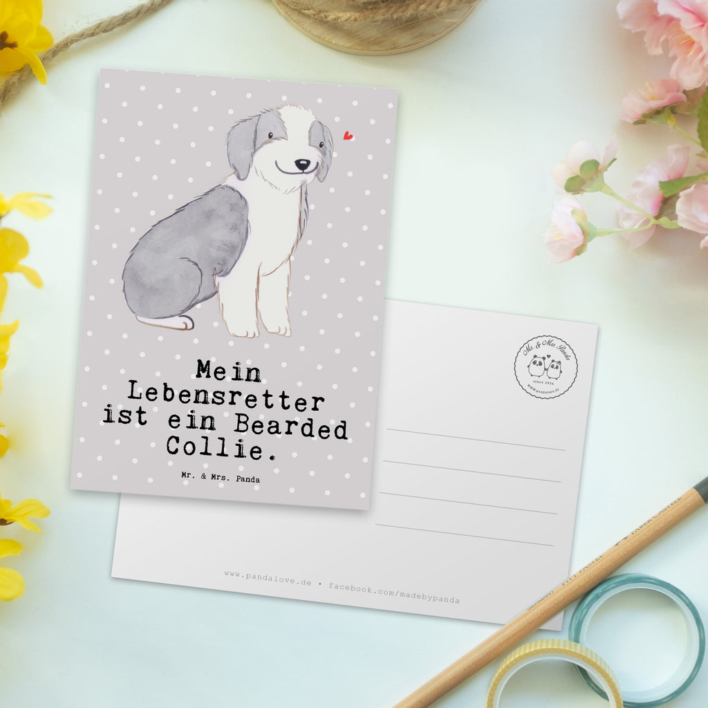 Postkarte Bearded Collie Lebensretter Geschenkkarte, Grußkarte, Karte, Einladung, Ansichtskarte, Geburtstagskarte, Einladungskarte, Dankeskarte, Hund, Hunderasse, Rassehund, Hundebesitzer, Geschenk, Tierfreund, Schenken, Welpe, Bearded Collie, britischer Hütehund